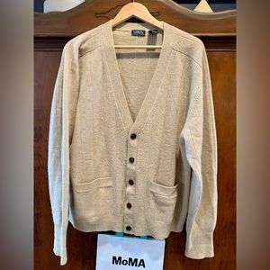 Saddles Cardigan Sweater, XL, Lambswool, Light Tan